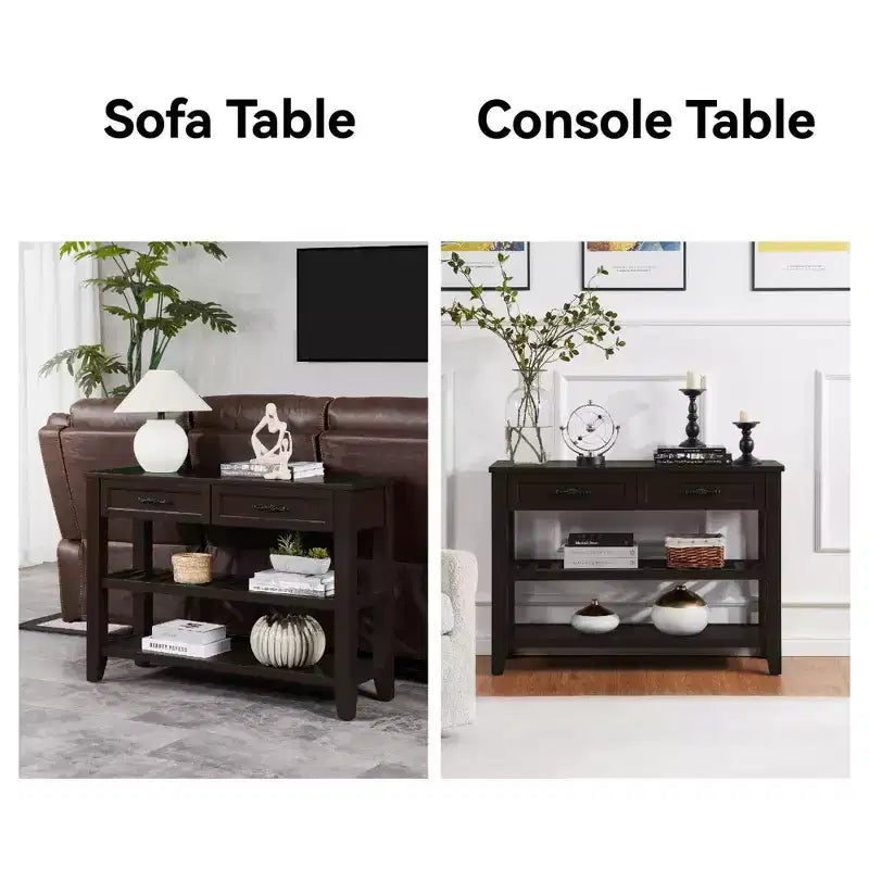 42Console en pin massif avec deux étagères ouvertes pour le salon