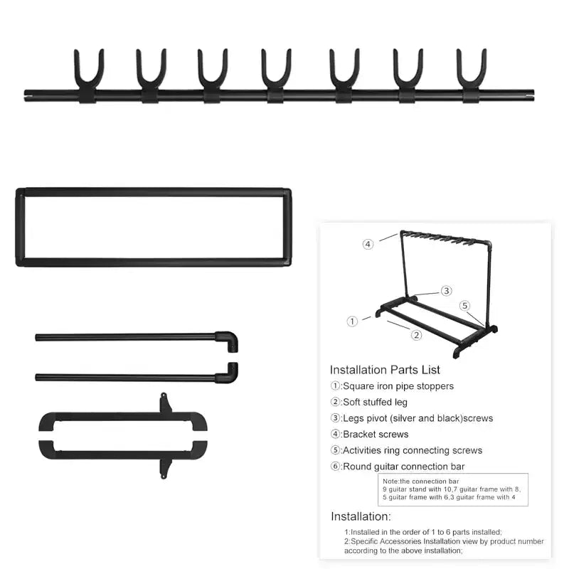 Support de guitare pliable universel 7 guitares pour acoustique électrique basse - Organisateur de scène et de studio portable