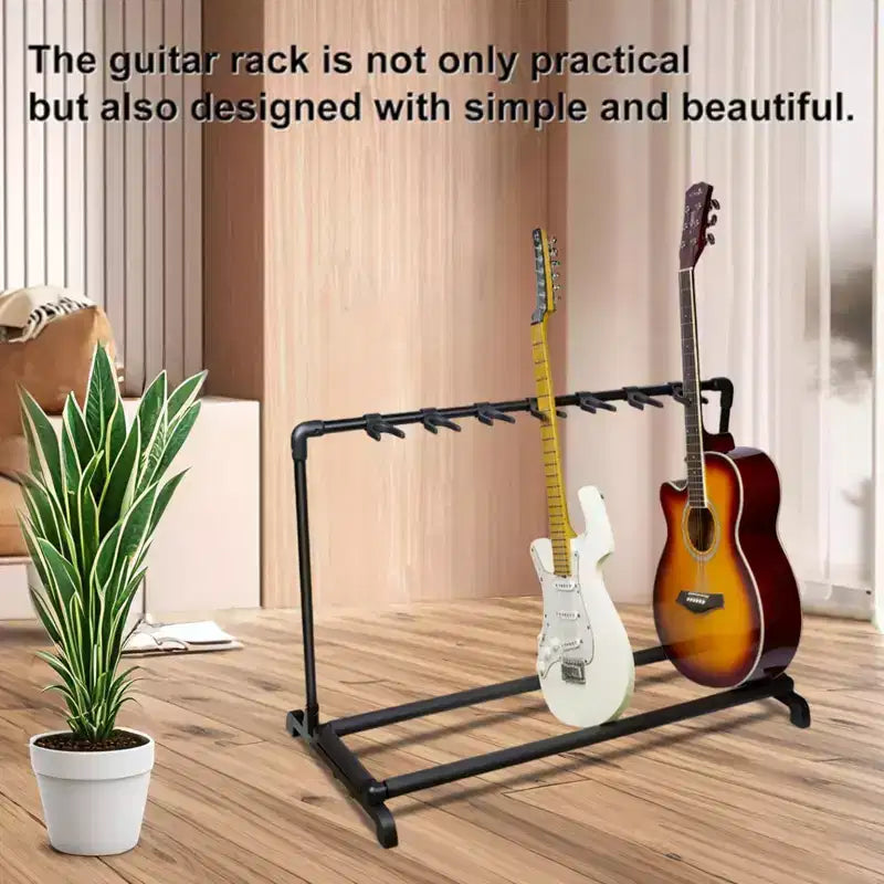 Support de guitare pliable universel 7 guitares pour acoustique électrique basse - Organisateur de scène et de studio portable