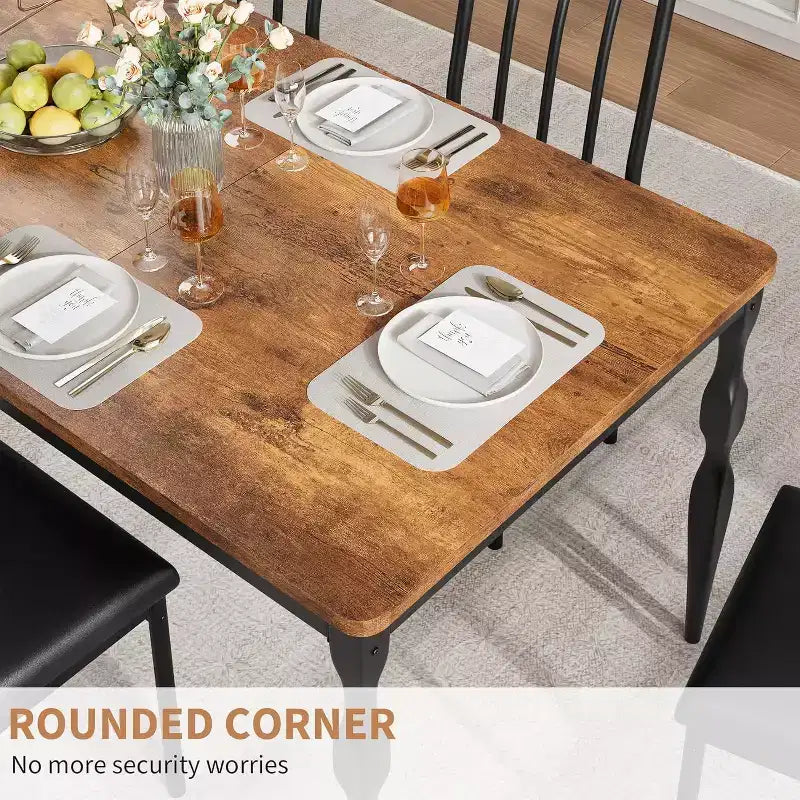 COZONY Table de salle à manger de ferme 78, Table rectangulaire en bois pour 6-8 personnes, Pieds robustes, Finition gris délavé