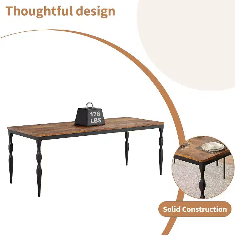 COZONY Table de salle à manger de ferme 78, Table rectangulaire en bois pour 6-8 personnes, Pieds robustes, Finition gris délavé