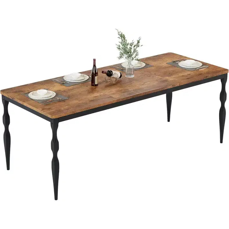 COZONY Table de salle à manger de ferme 78, Table rectangulaire en bois pour 6-8 personnes, Pieds robustes, Finition gris délavé