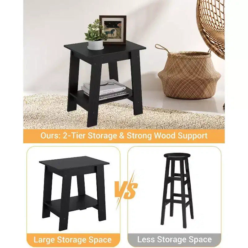 Table d'appoint de ferme COZONY, Table d'appoint étroite à 2 niveaux, Grain de bois gris, Table de chevet compacte pour petits espaces, Salon, Chambre, Facile à monter