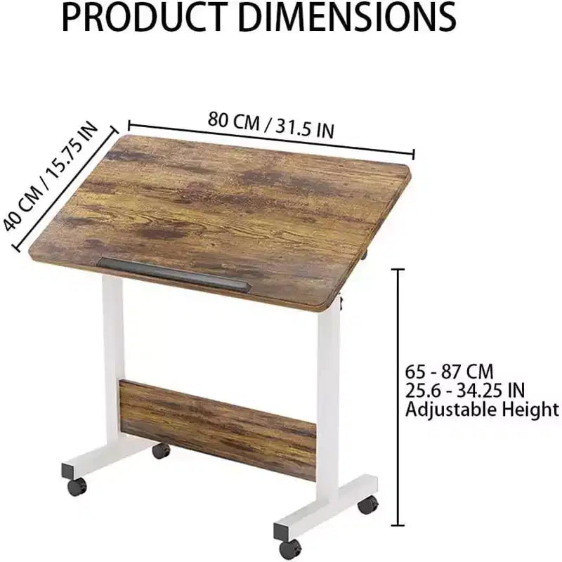 Bureau mobile debout 31,5 pouces - Table d'ordinateur réglable en hauteur avec roulettes, poste de travail pliable assis-debout