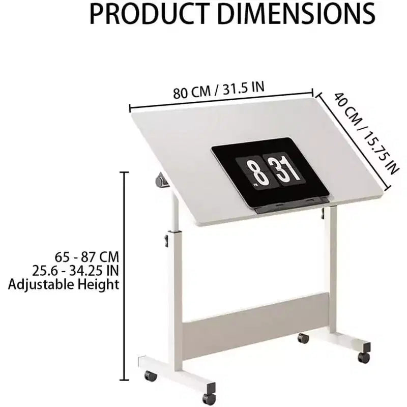 Bureau mobile debout 31,5 pouces - Table d'ordinateur réglable en hauteur avec roulettes, poste de travail pliable assis-debout