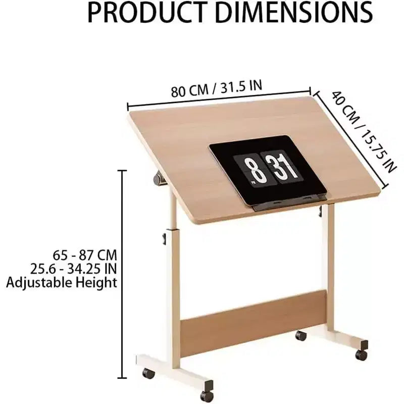 Bureau mobile debout 31,5 pouces - Table d'ordinateur réglable en hauteur avec roulettes, poste de travail pliable assis-debout