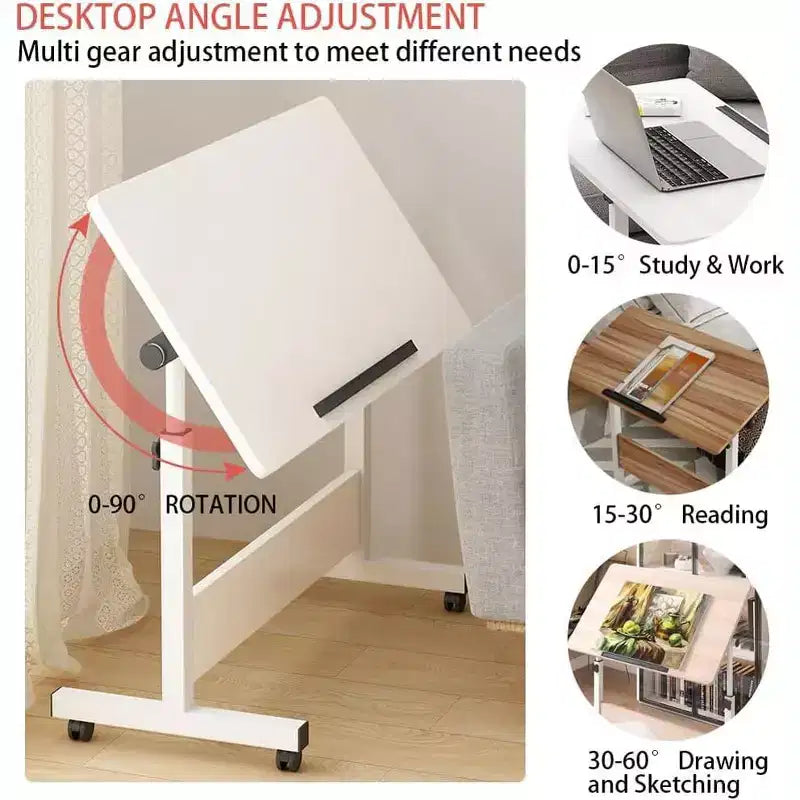 Bureau mobile debout 31,5 pouces - Table d'ordinateur réglable en hauteur avec roulettes, poste de travail pliable assis-debout