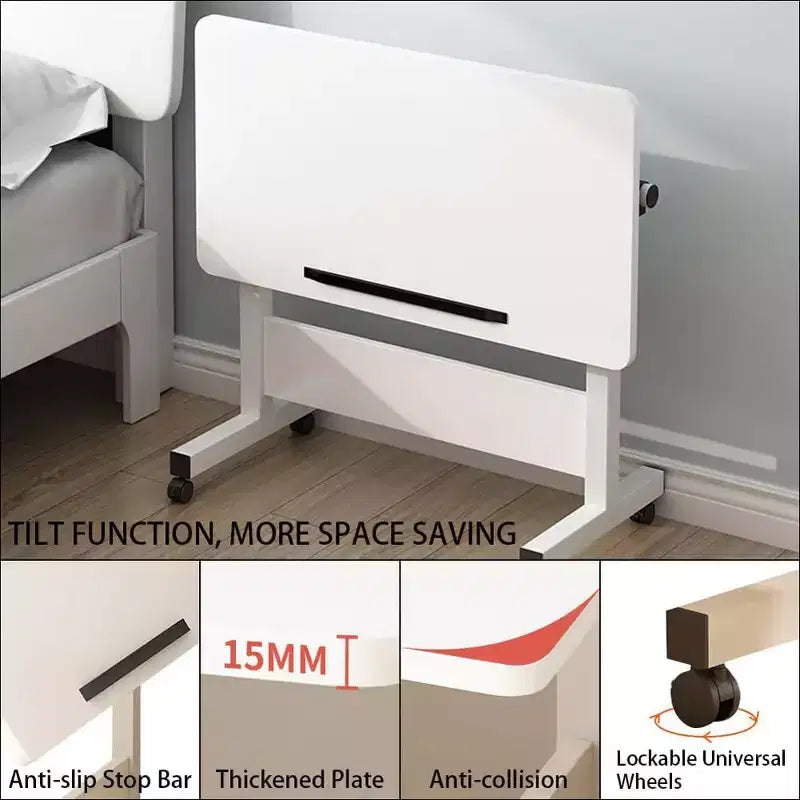 Bureau mobile debout 31,5 pouces - Table d'ordinateur réglable en hauteur avec roulettes, poste de travail pliable assis-debout