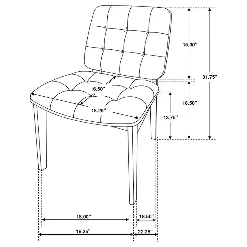Coaster, Chaise de salle à manger latérale rembourrée Redbridge Noyer (Lot de 2)