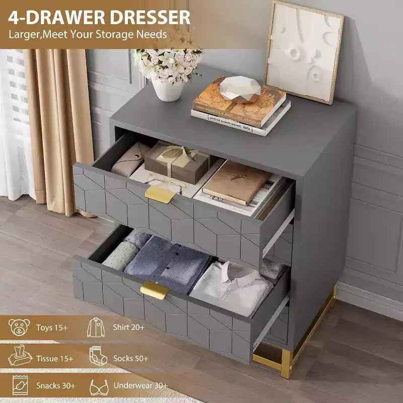Meuble de rangement Acekool avec poignées métalliques, organisateur de rangement moderne pour chambre, salon, entrée