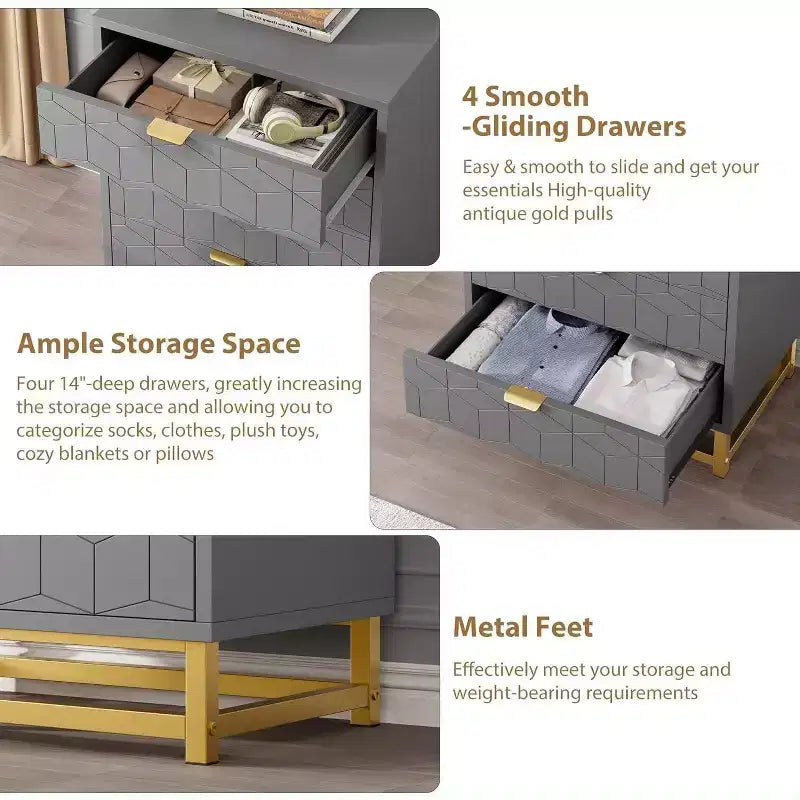 Meuble de rangement Acekool avec poignées métalliques, organisateur de rangement moderne pour chambre, salon, entrée