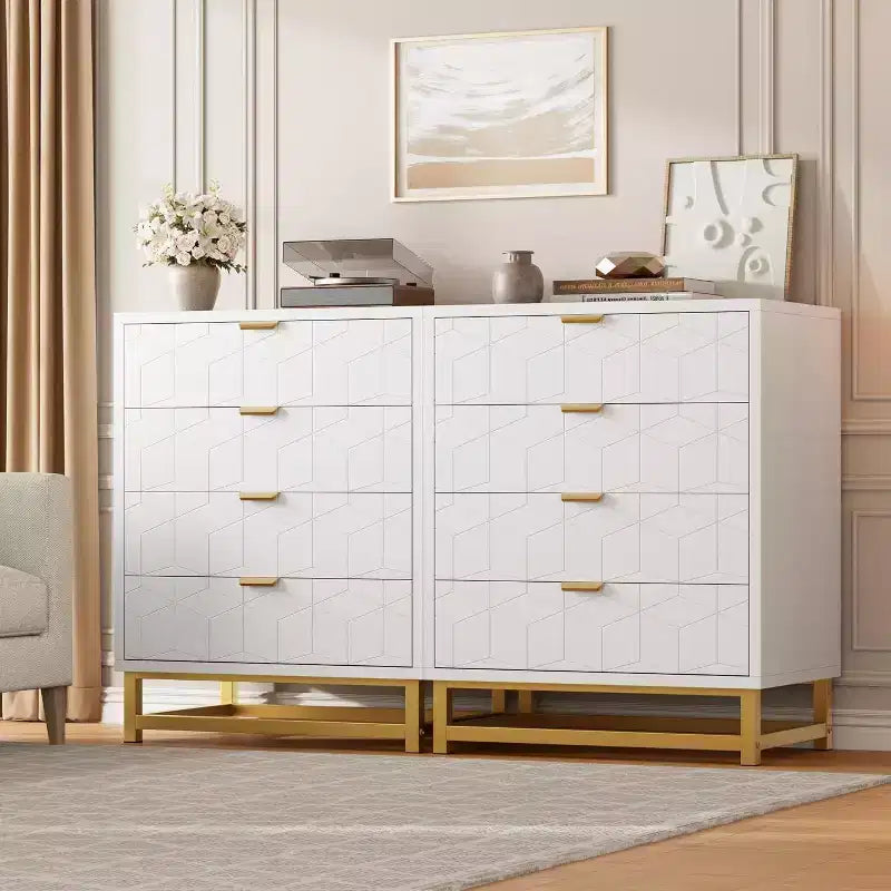 Meuble de rangement Acekool avec poignées métalliques, organisateur de rangement moderne pour chambre, salon, entrée