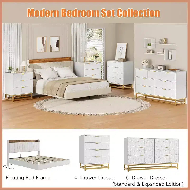 Meuble de rangement Acekool avec poignées métalliques, organisateur de rangement moderne pour chambre, salon, entrée