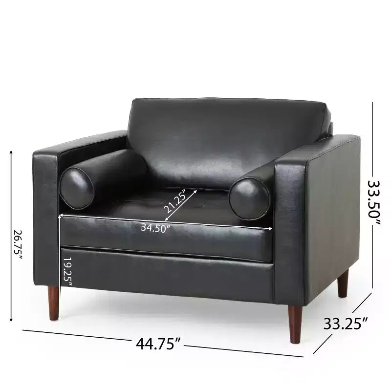 Fauteuil club capitonné contemporain en similicuir GDFStudio Hixon avec traversins