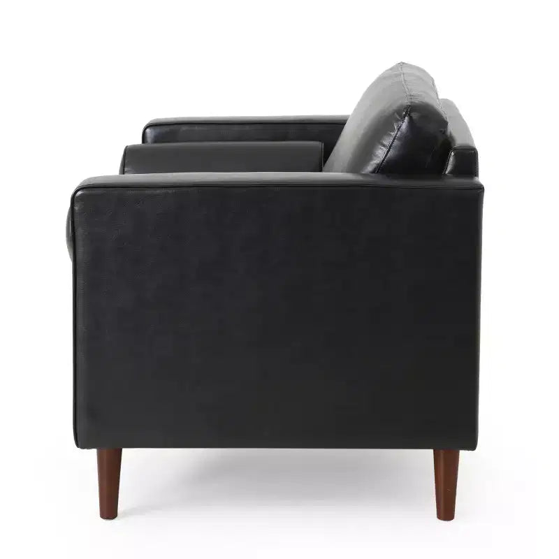 Fauteuil club capitonné contemporain en similicuir GDFStudio Hixon avec traversins
