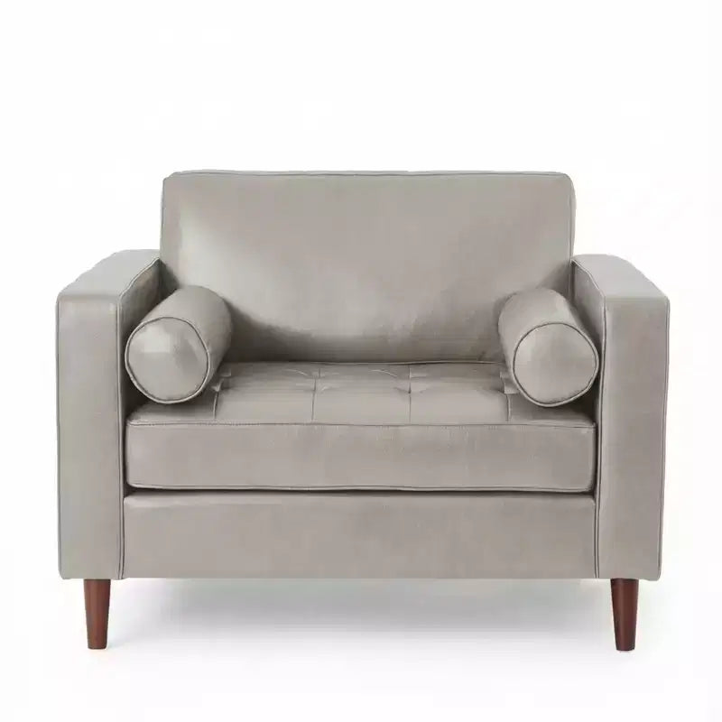 Fauteuil club capitonné contemporain en similicuir GDFStudio Hixon avec traversins
