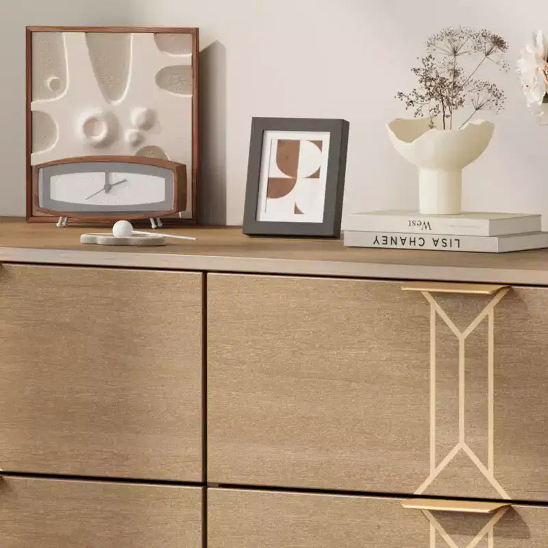 COZONY Commode Moderne à 6 Tiroirs en Bois avec Motif Vintage et Tiroirs Profonds – Meuble de Rangement pour Chambre, Salon et Entrée