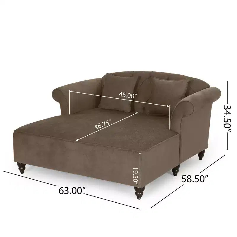 GDFStudio Hurford Canapé double capitonné contemporain en tissu avec coussins décoratifs
