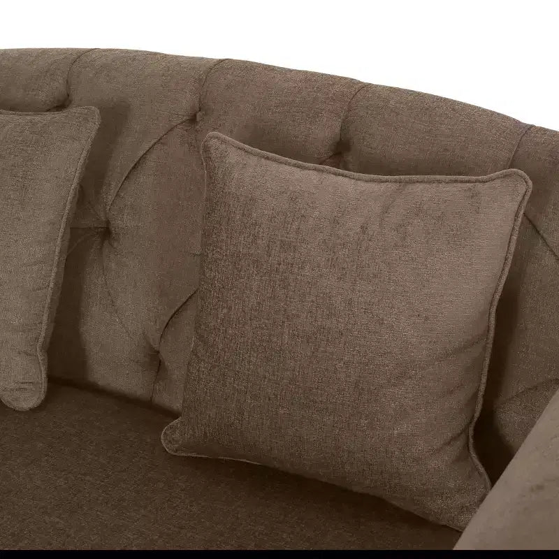 GDFStudio Hurford Canapé double capitonné contemporain en tissu avec coussins décoratifs