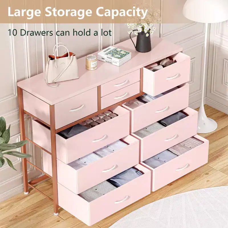 Meuble TV commode avec 10 tiroirs, console multimédia, centre de divertissement pour téléviseurs de 55/50/43 pouces, commode de rangement unités d'organisation