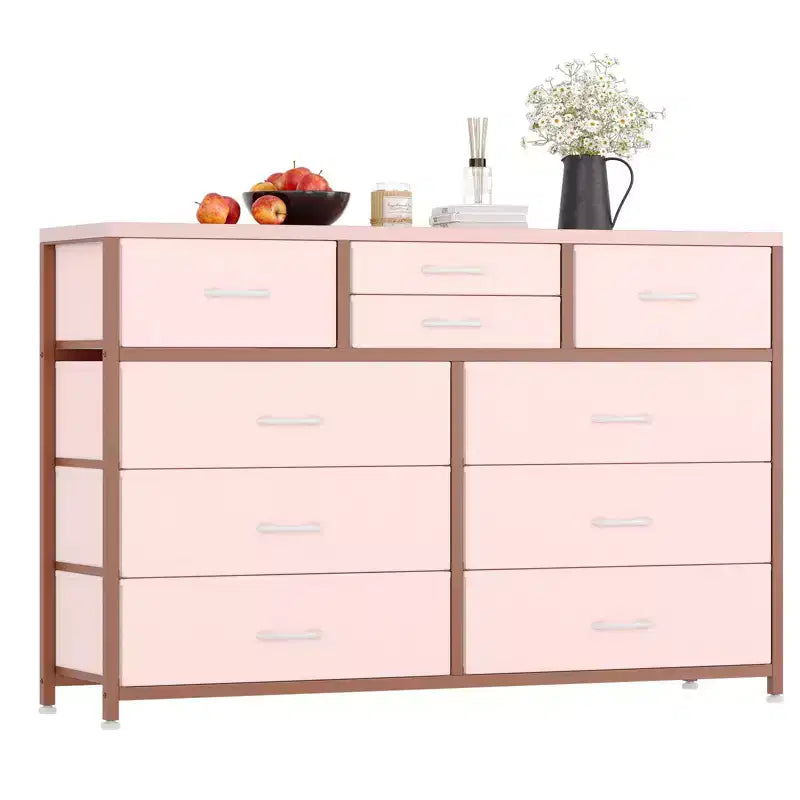 Meuble TV commode avec 10 tiroirs, console multimédia, centre de divertissement pour téléviseurs de 55/50/43 pouces, commode de rangement unités d'organisation