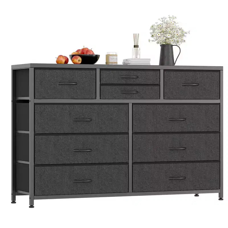 Meuble TV commode avec 10 tiroirs, console multimédia, centre de divertissement pour téléviseurs de 55/50/43 pouces, commode de rangement unités d'organisation