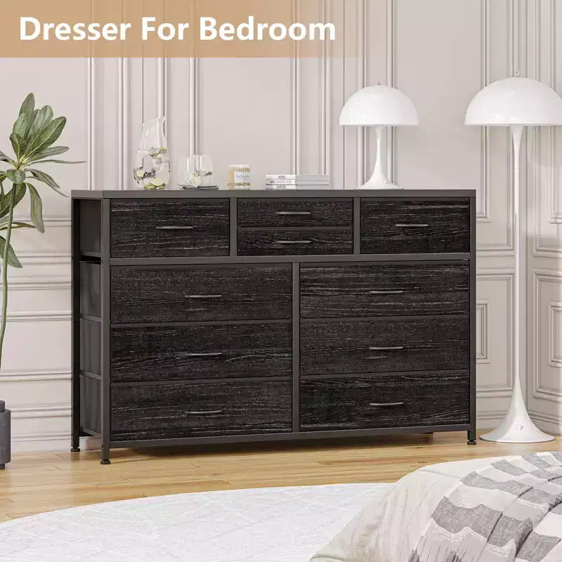 Meuble TV commode avec 10 tiroirs, console multimédia, centre de divertissement pour téléviseurs de 55/50/43 pouces, commode de rangement unités d'organisation