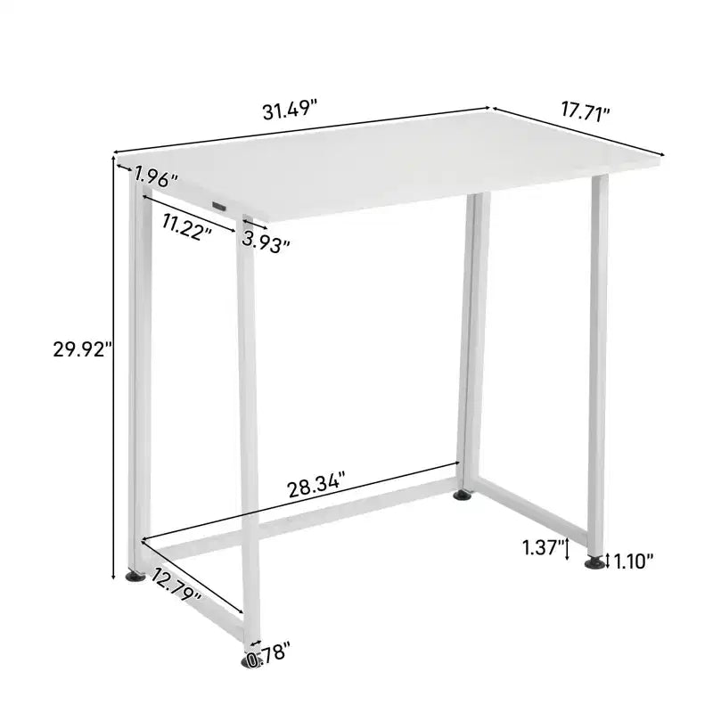 Bureau Karl Home de 80 cm de large avec base métallique, blanc