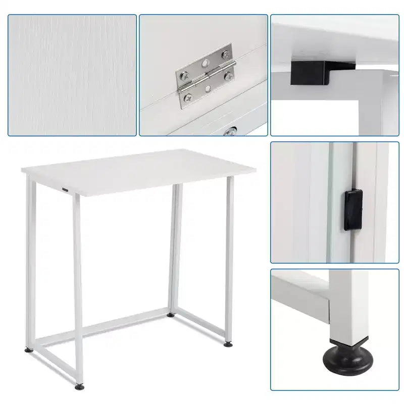 Bureau Karl Home de 80 cm de large avec base métallique, blanc