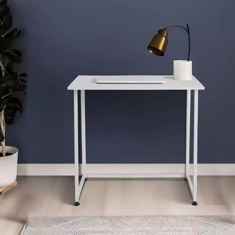 Bureau Karl Home de 80 cm de large avec base métallique, blanc
