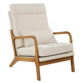 VEVOR Accent Chair, High Back Mid Century Modern Armchair with Solid Wood Frame and Non-Slip Legs, Upholstered Leisure Chair, Beige