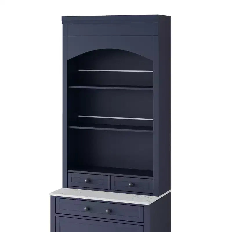 Meuble de Rangement de Cuisine Autoportant avec Tiroirs et Étagères, Grande Armoire de Cuisine avec Plateau Effet Marbre