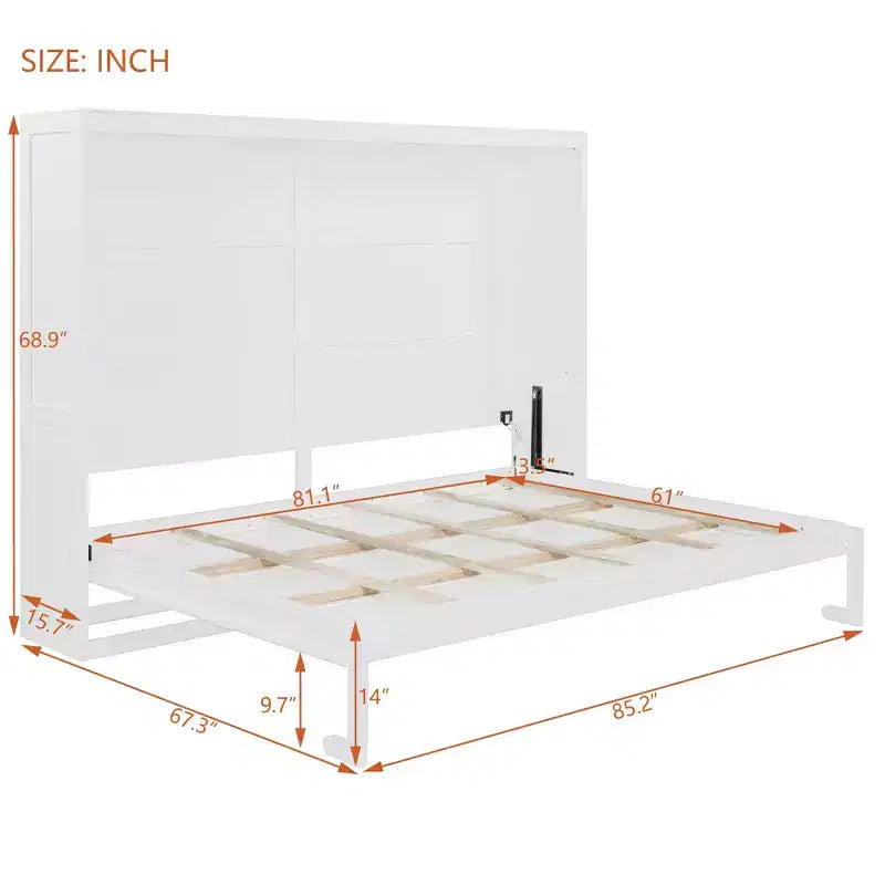 Lit escamotable Queen Size avec armoire, cadre de lit escamotable en bois avec commode, lit mural pliant pour chambre à coucher