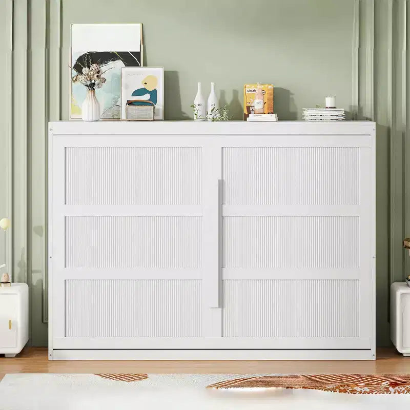 Lit escamotable Queen Size avec armoire, cadre de lit escamotable en bois avec commode, lit mural pliant pour chambre à coucher