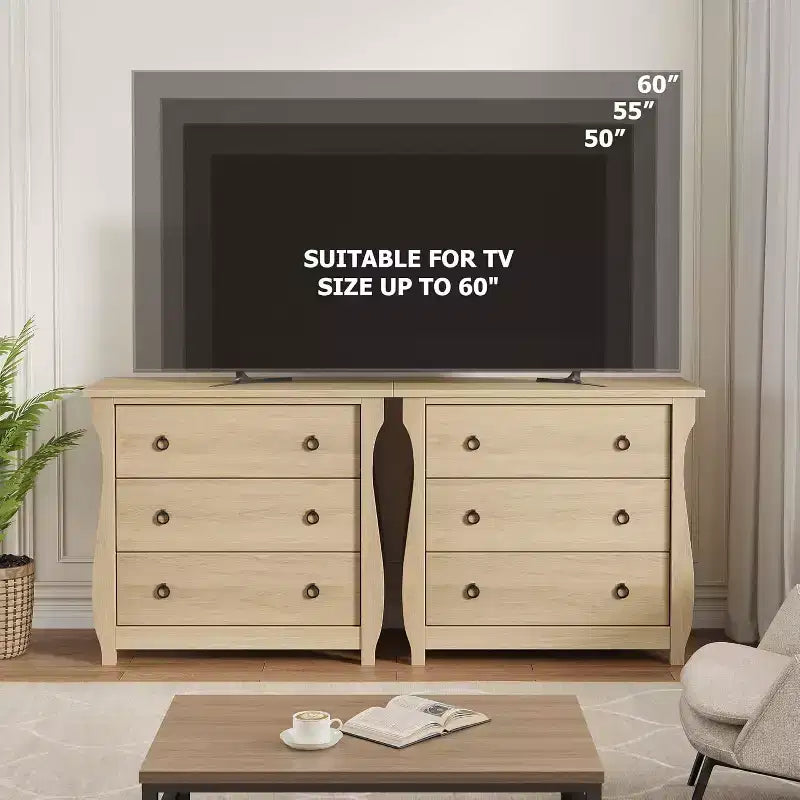 Commode à 3 tiroirs - Commode haute de style bohème avec pieds incurvés, accents en rotin et rangement autoportant pour salon, chambre, entrée ou balcon