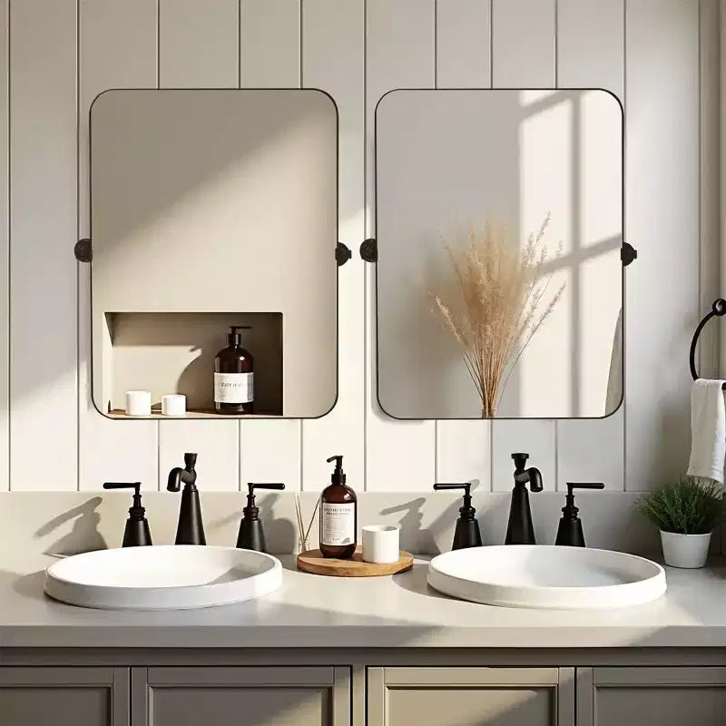 PexFix Miroir mural à carreaux avec cadre en fer, style ferme rustique élégant, pour salon, chambre, salle de bain, entrée