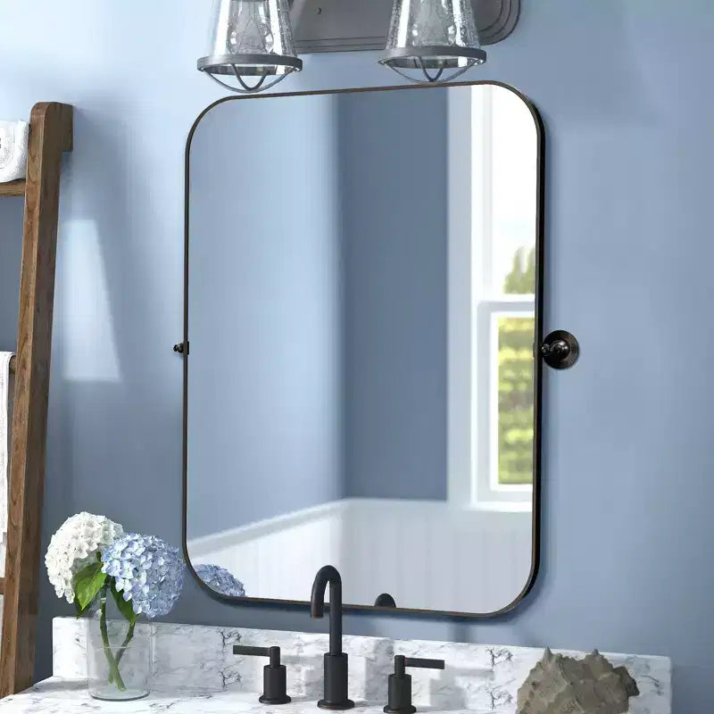PexFix Miroir mural à carreaux avec cadre en fer, style ferme rustique élégant, pour salon, chambre, salle de bain, entrée
