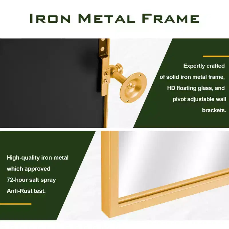 PexFix Miroir mural à carreaux avec cadre en fer, style ferme rustique élégant, pour salon, chambre, salle de bain, entrée