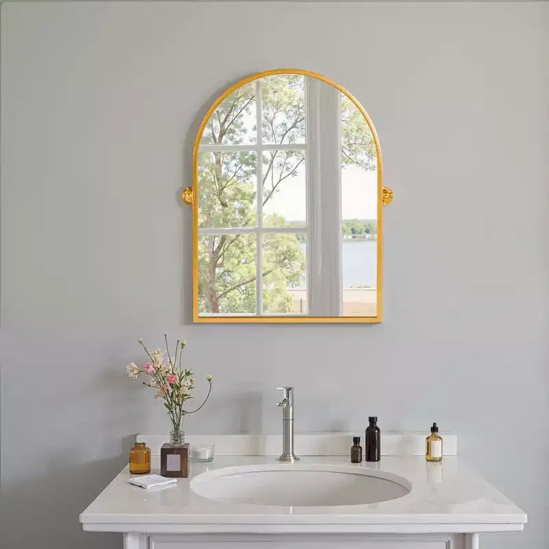 PexFix Miroir mural à carreaux avec cadre en fer, style ferme rustique élégant, pour salon, chambre, salle de bain, entrée