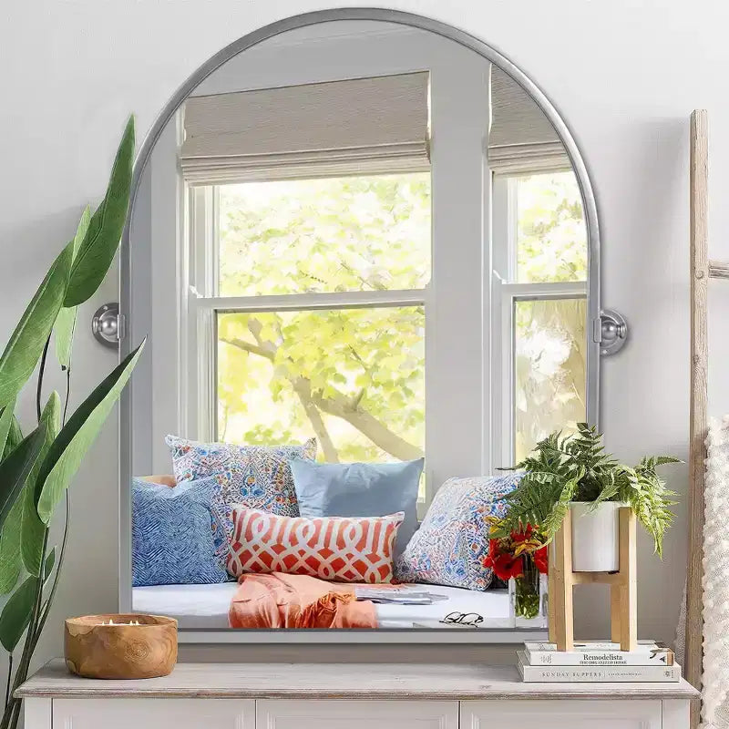 PexFix Miroir mural à carreaux avec cadre en fer, style ferme rustique élégant, pour salon, chambre, salle de bain, entrée