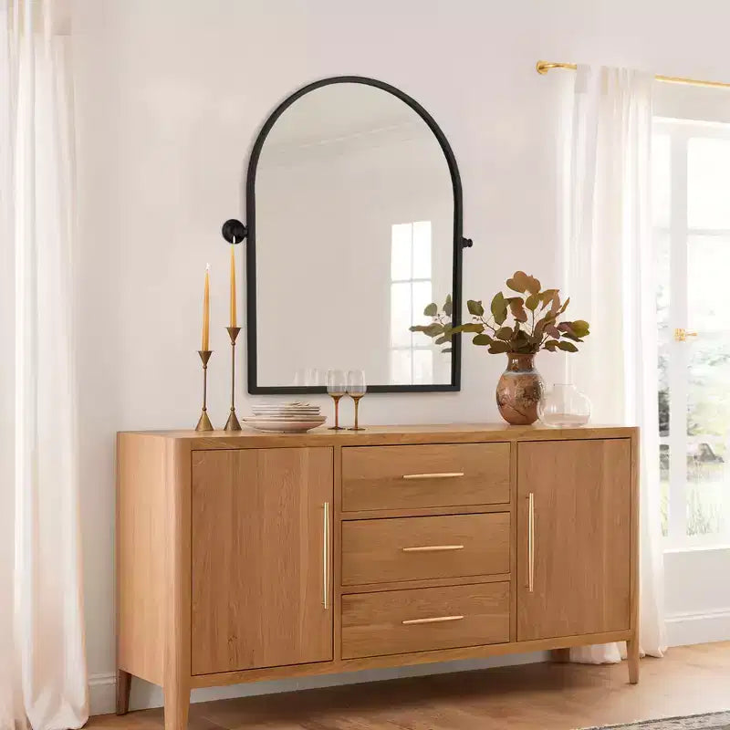PexFix Miroir mural à carreaux avec cadre en fer, style ferme rustique élégant, pour salon, chambre, salle de bain, entrée
