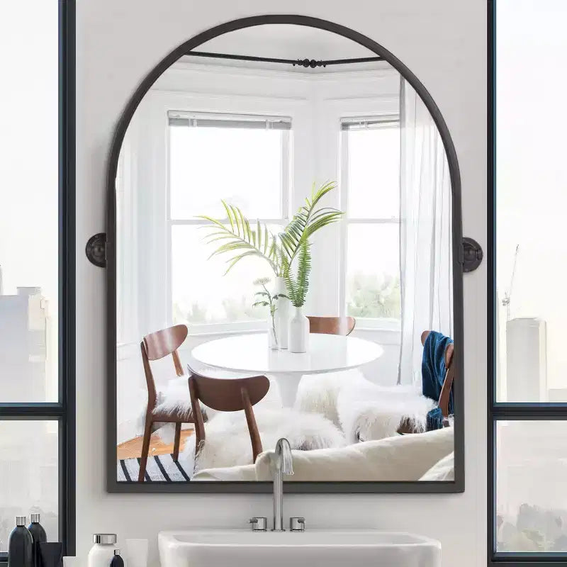 PexFix Iron Metal Frame Windowpane Wall Mirror Farmhouse Rustic Elegant Decor for Living Room Bedroom Bathroom Entryway