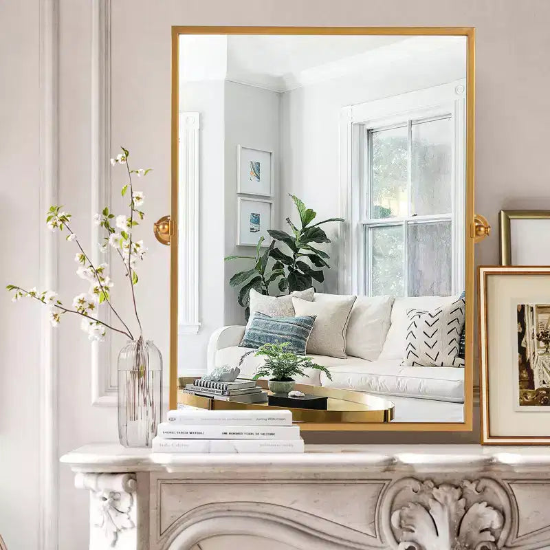 PexFix Miroir mural à carreaux avec cadre en fer, style ferme rustique élégant, pour salon, chambre, salle de bain, entrée