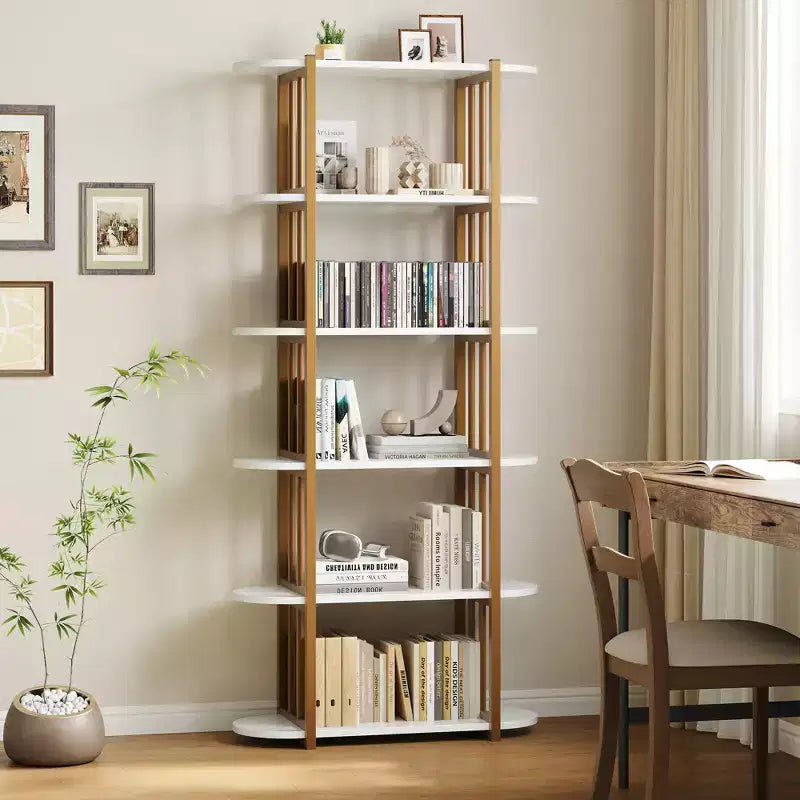 COZONY Étagère à Livres Industrielle en Bois de 180 cm, Unité de Rangement Ouverte à 6 Niveaux avec Cadre Métallique pour la Maison et le Bureau