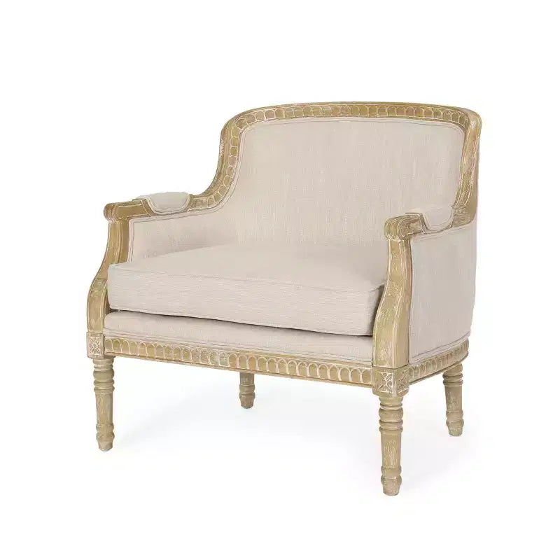 Fauteuil d'appoint rembourré, fauteuil club confortable avec cadre en bois d'hévéa vieilli - ModernLuxe