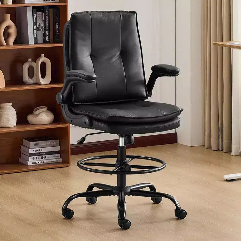 Karl Home | PU Tall Office Chair Drafting Chair With Adjustable Footrest Ring