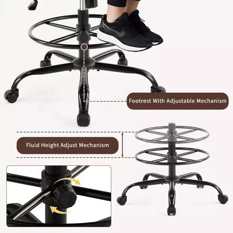 Karl Home | Chaise de bureau haute en PU avec anneau repose-pieds réglable