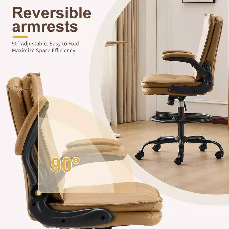 Karl Home | Chaise de bureau haute en PU avec anneau repose-pieds réglable