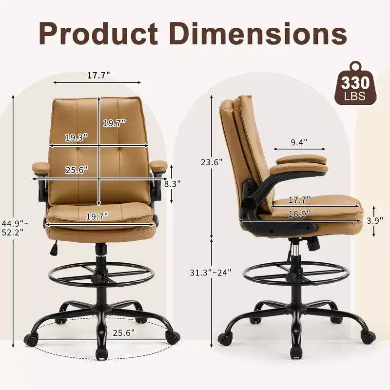 Karl Home | Chaise de bureau haute en PU avec anneau repose-pieds réglable