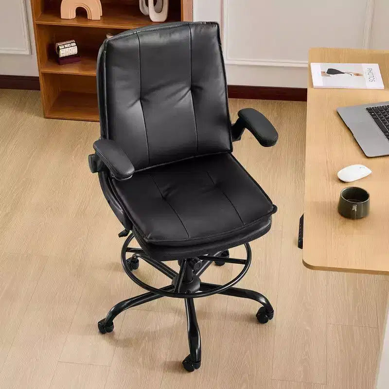 Karl Home | Chaise de bureau haute en PU avec anneau repose-pieds réglable